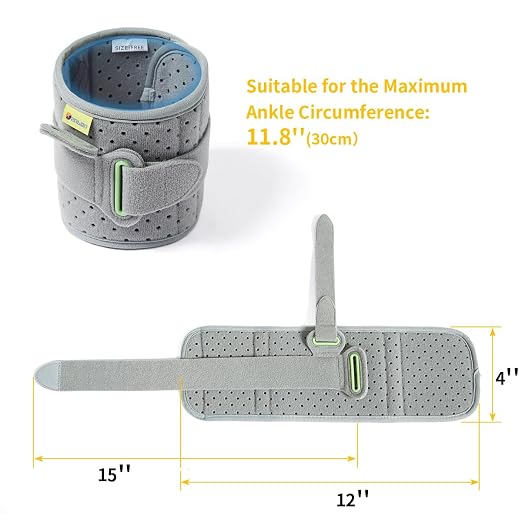 Tenbon Ankle Support Drop Foot Brace Orthosis - Comfort Cushioned Adjustable Wrap Compression For Improved Walking Gait, Prevents Cramps Ankle Sprains (Gray)
