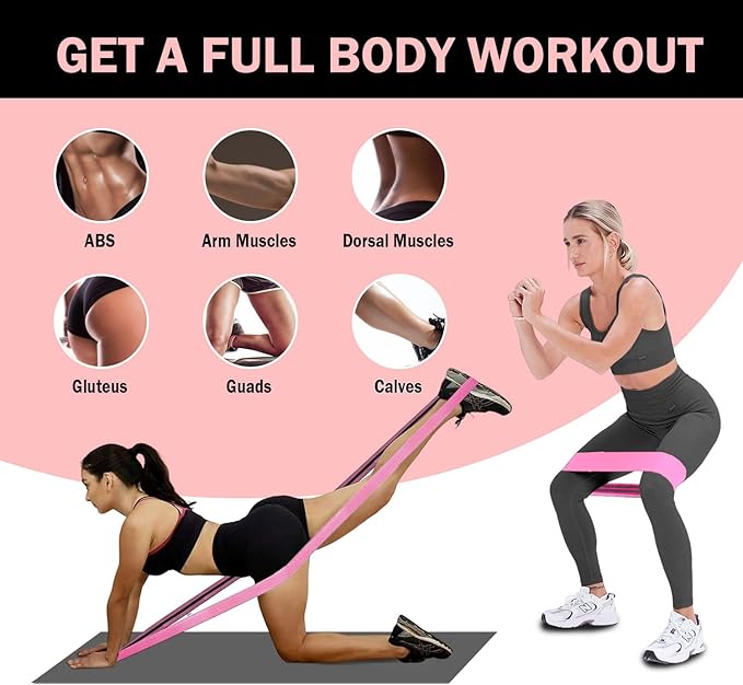KANGFITER Long and Short 6 Fabric Resistance Bands Set with Door Anchor | Non-Slip Stretch Booty Bands for Working Out Women & Men, Loop Exercise Elastic Bands for Home Physical Therapy Yoga Pilates