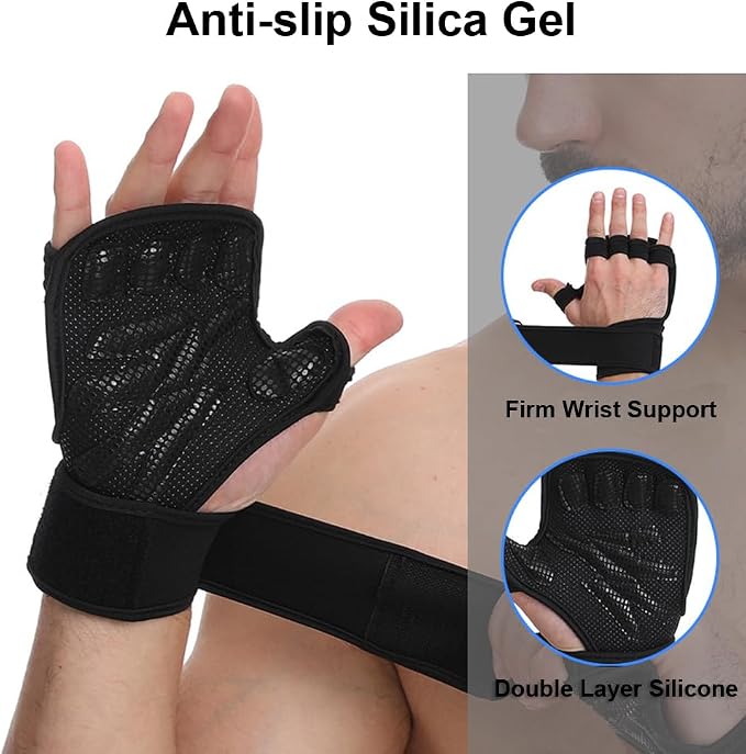 SUJAYU Weight Lifting Gloves, Wrist Wraps Wrist Straps for Weightlifting, Lifting Wrist Wraps Gym Gloves for Men Workout Gloves for Men Workout Gloves Women
