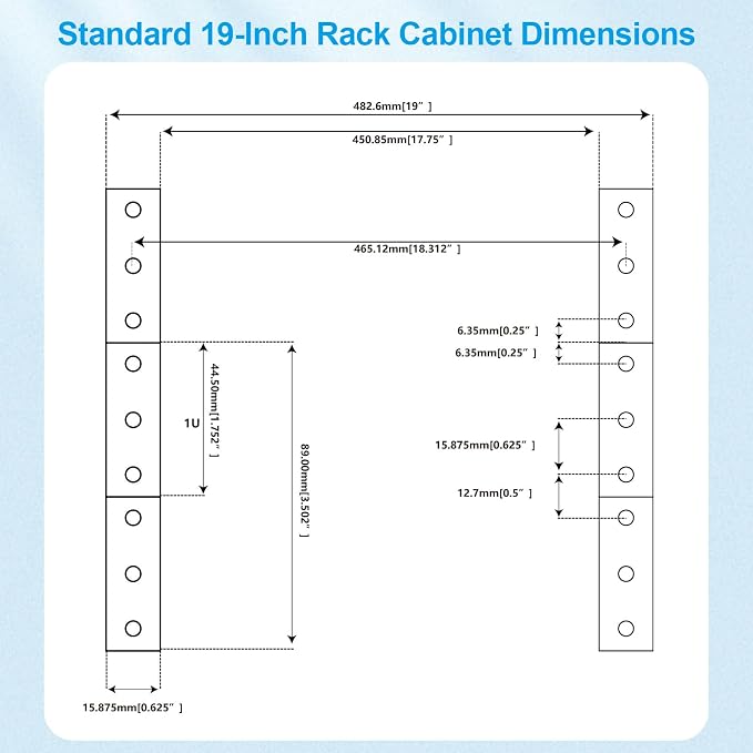 1U PDU Horizontal Rackmount Power Strip - Overload Protector | 10 NEMA 5-15R Outlet, 100V-240V/15A, 1800 Joules, 10 Independent LED Switches, 6 ft Cord