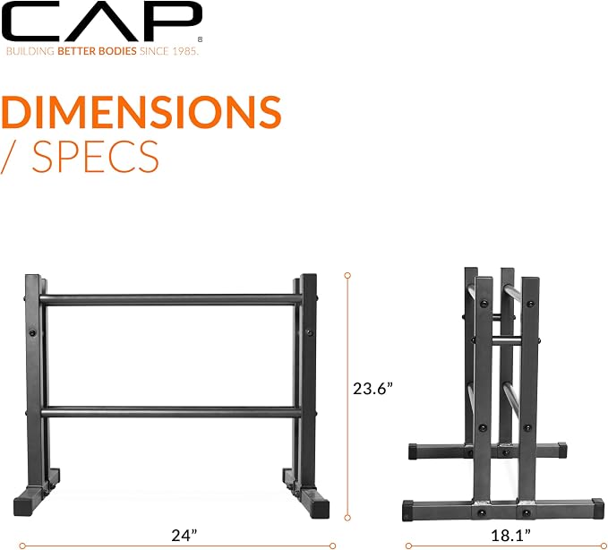 CAP Barbell 24" Dumbbell and Kettlebell Rack – Compact Weight Storage for Home Gym, Holds Dumbbells, Kettlebells & Medicine Balls