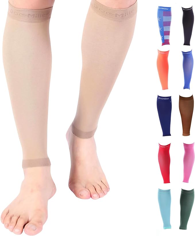 Doc Miller Compression Calf Sleeve for Men & Women, 20-30mmHg | Graduated Support for Running, Shin Splints, Calf Strain, Knee High, Small to 6XL Plus Size
