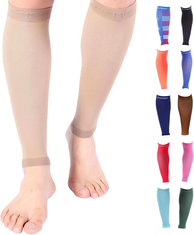 Doc Miller Compression Calf Sleeve for Men & Women, 20-30mmHg | Graduated Support for Running, Shin Splints, Calf Strain, Knee High, Small to 6XL Plus Size