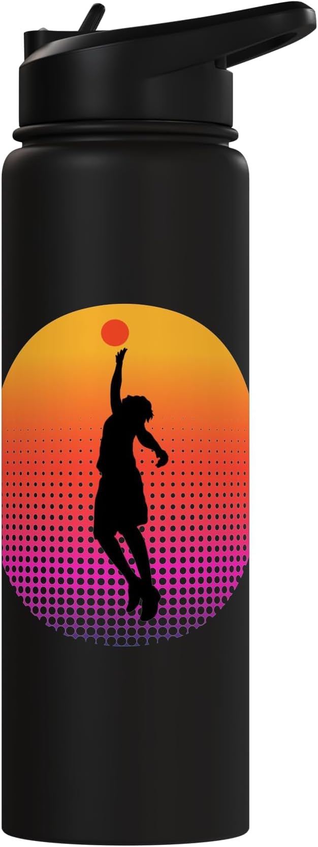 Basketball Game Hoop Slam Dunk Ball Retro Sunset Player Gift Stainless Steel Insulated Water Bottle