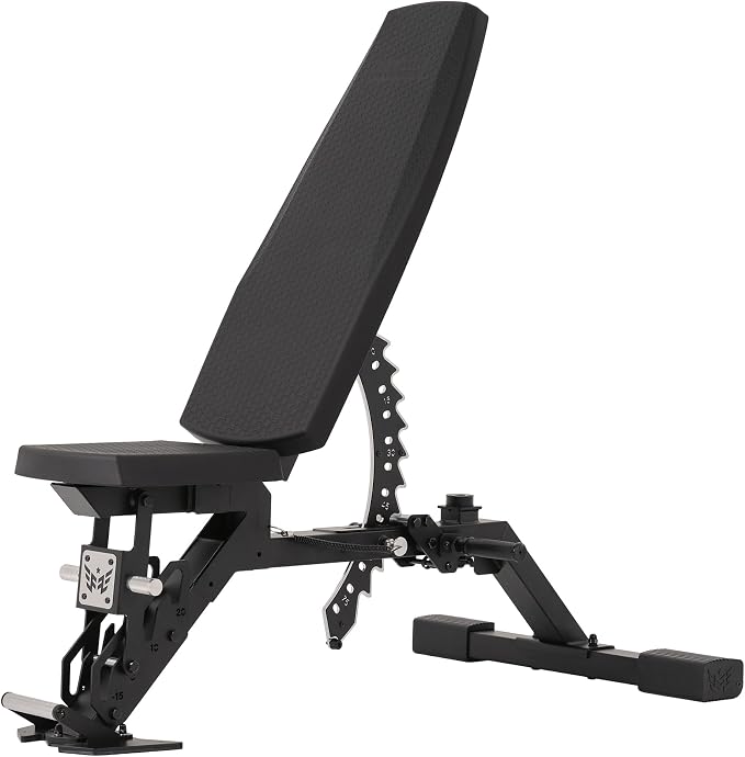 MAJOR FITNESS AH64 Apache Adjustable Weight Bench with Foot-Pedal Adjustment, 1500LB Capacity Flat Incline Decline Bench with 12 Backrest & 4 Seat Positions for Home Gym Strength Training