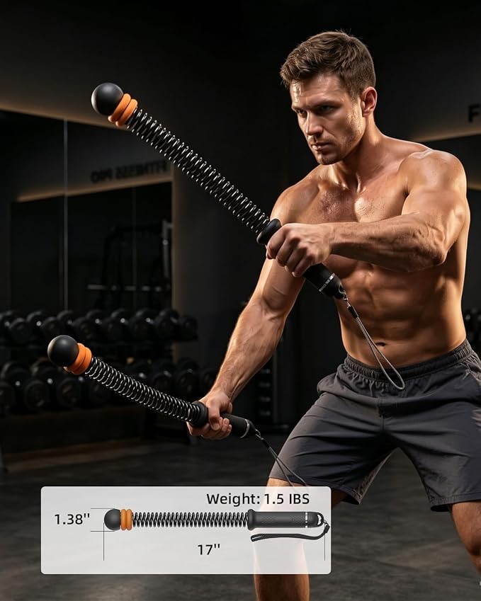 Pinailon Ropeless Battle Ropes Portable Cordless Strength Home Gym Black | Workout Exercise Rope for Strength Building, Heavy Duty, HIIT & Low-Impact Aerobic Training for Men & Women