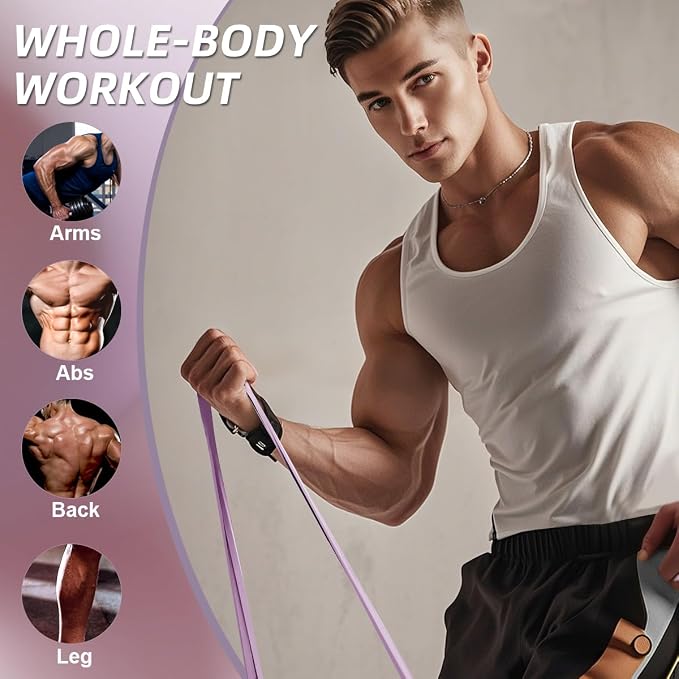 WHATAFIT Resistance Bands, Pull Up Assist Bands with Handles, Door Anchor | Natural Latex Rubber, Progressive Tension, Exercise Loop for Full-Body Fitness, Portable Gym Bag, Warm-Up & Stretch