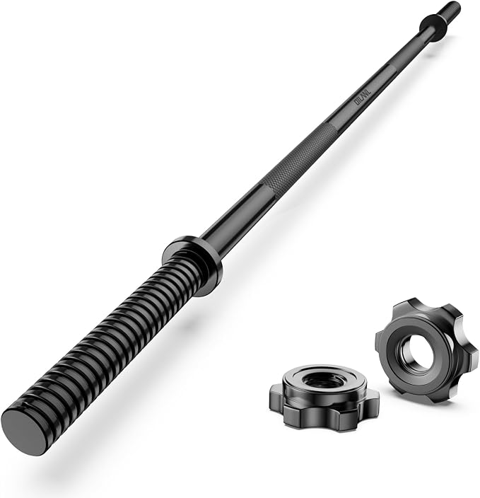 Weight Lifting Bar 57", 1" Standard Straight Barbell Bars Olympic Home Gym | Weightlifting/Strength Training/Squat/Bench Press/Deadlift/Lunges/Hip Thrusts, 2 Star Collars (480lb Weight Capacity)