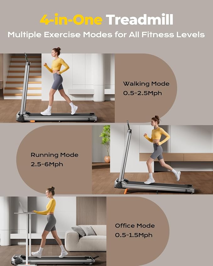 Abonow Walking Pad Treadmill with Handle Bar for Home Office | 3.0HP Compact Treadmills, 8% Manual Incline 2 in 1 Under Desk Walking Machine, LED Display, 265 LBS Capacity