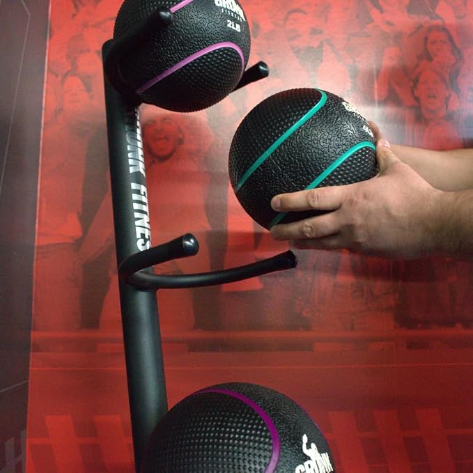 Gronk Fitness 5 Tier Medicine Ball Rack | Vertical Ball Storage Stand for Home & Commercial Gym. Heavy Duty Upright Organizer for Medicine Balls and Slam Balls.