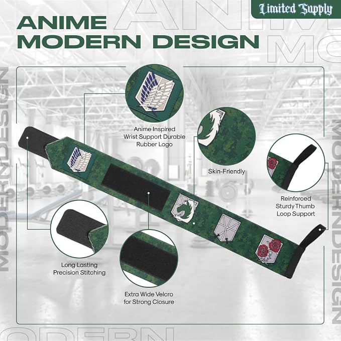 Anime Wrist Wraps Lifting Straps 24" for Men and Women - 1 Pair Each, Gym Accessories Support Weightlifting, and Improve Workout