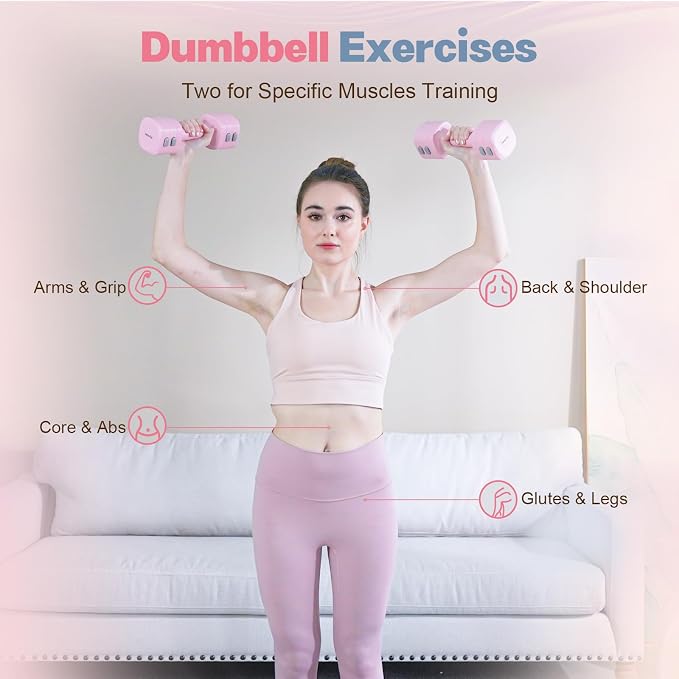 kisnbld Adjustable Dumbbell Set, 2-in-1 Dumbbells & Kettlebell,Hand Weights | 2.2-5.5lb Each Free Weights for Women Beginners with Fast Adjustment,Weights Set for Home Gym & Outdoor Exercise Training