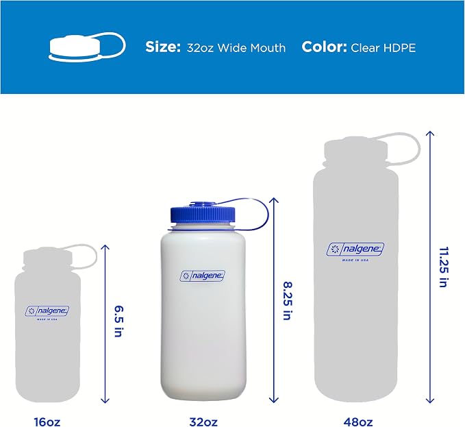 Nalgene HDPE Wide Mouth 32 oz BPA-Free Water Bottle
