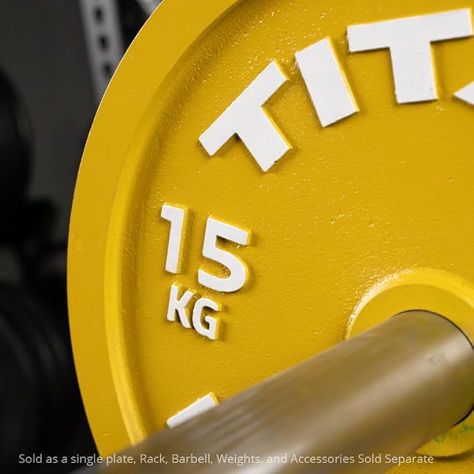 Titan Fitness Olympic Calibrated Steel Powerlifting Plates, Machine Precision Steel Discs