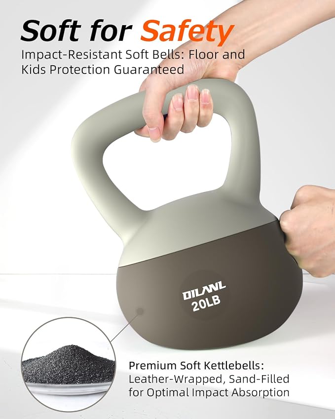 Soft Kettlebell, Safe Strength Training Kettle bell, Cushioned Impact | Resistant Base and Anti-Slip Grip Weight, Kettlebells Set for Home Workouts and Men/Women/Beginners,With Non-slip Gloves