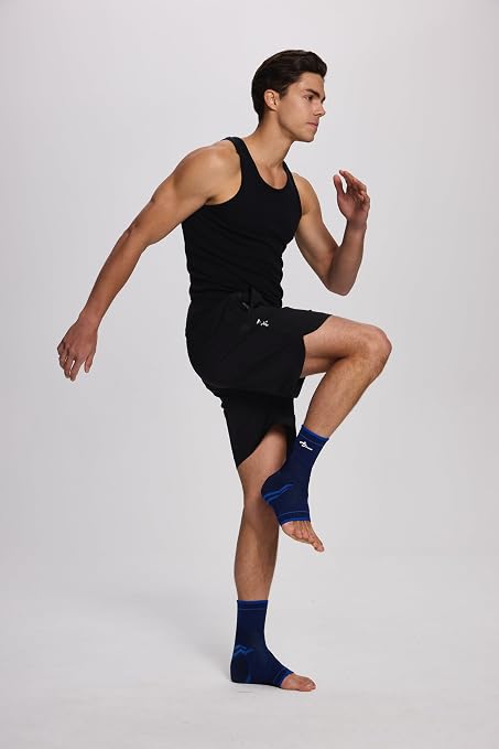ABIRAM Ankle Brace for Men & Women - Adjustable Compression Sleeve with Wrap, Stability Support & Relief for Sprained Ankle, Plantar Fasciitis & Achilles Tendonitis - Breathable Running & Sports Gear