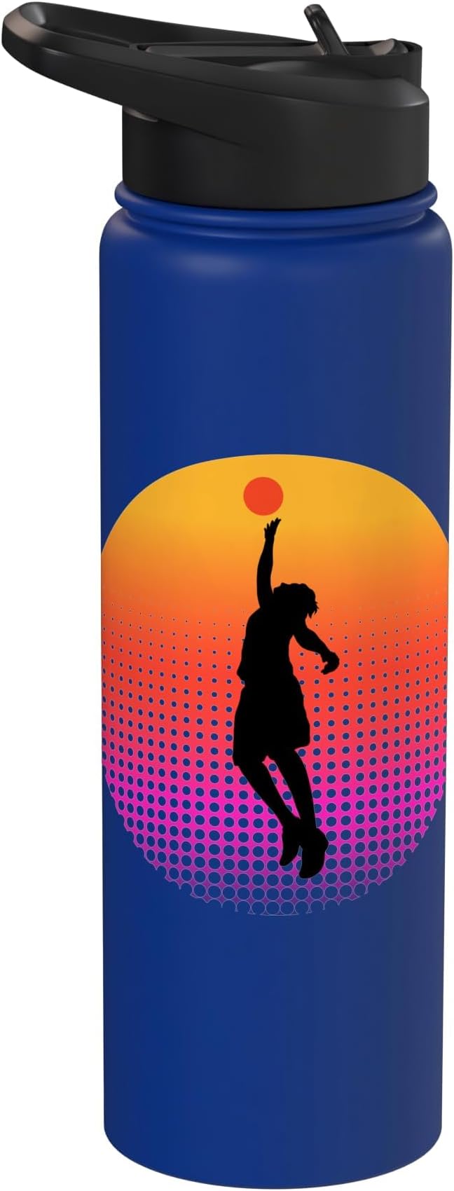 Basketball Game Hoop Slam Dunk Ball Retro Sunset Player Gift Stainless Steel Insulated Water Bottle