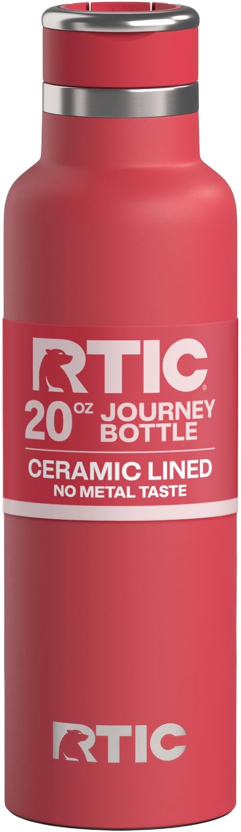 RTIC 20oz Journey Water Bottle, Ceramic Lined, Flag Red | Stainless Steel Metal, Insulated for Hot and Cold Drinks, Sports, Travel and Camping