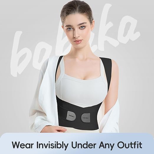 babaka Posture Corrector for Women and Men, Invisible Lightweight Adjustable Back Brace for Upper and Lower Back Pain Relief, Hunchback, Hump, Scoliosis, Thoracic, Spine Corrector Under Clothes (Black, Small, Waist: 25''-30'')
