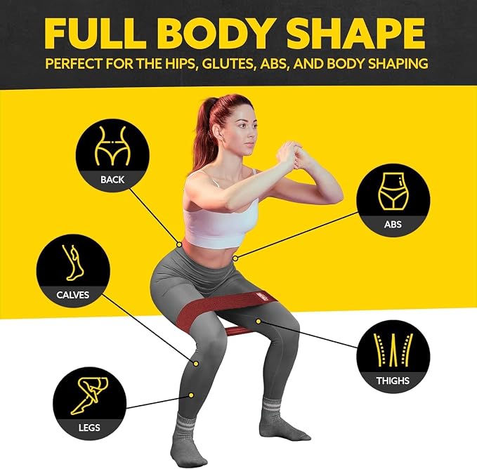 Fabric Resistance Bands for Working Out, 3-Pack for Legs and Glutes | Booty bands for women and men, non-slip grip, 3 resistance levels, for squats, lunges, hip thigh training, glute activation