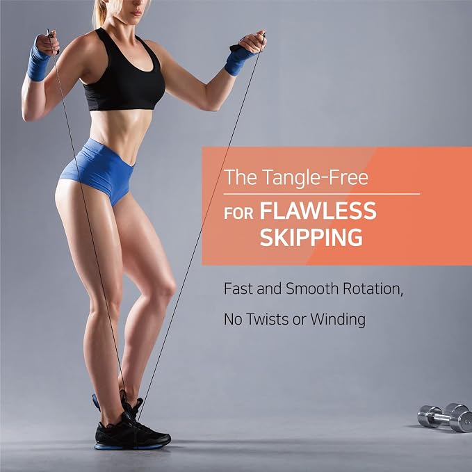 Skipping Jump Rope for Fitness Workout - Light Weight, Adjustable, Tangle Free, Excellent line control for Cardio Boxing, CrossFit, Training Exercise All Ages and Gender ( Special Luxury, KA-220, Made in Korea)