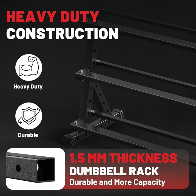 PAPABABE Dumbbell Set with Rack, 540-850lb, Rubber Encased, Home Gym | Complete & Durable Cast Iron Core Odorless PVC Antiroll Hex Shape Ergonomic Chrome Handle Versatile Home Gym