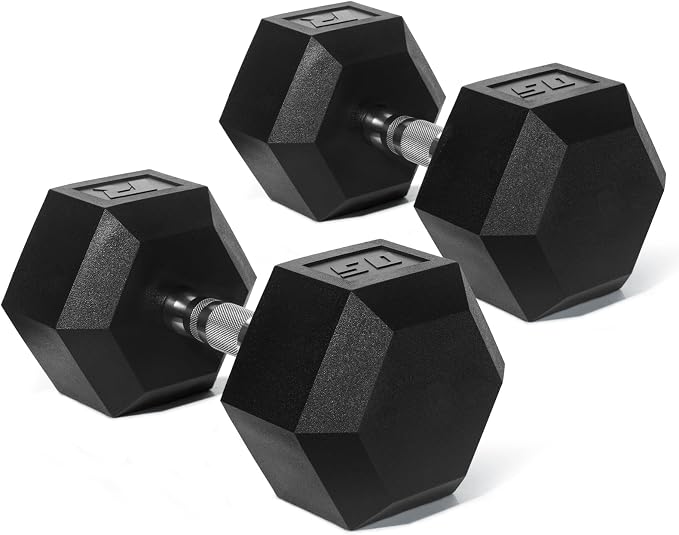 RitFit 5-650 LBS PVC Hex Dumbbell Sets with Optional Rack for Home Gym | PVC Coated Anti-Roll Hex Design, Chrome Handle with Ergonomic Grip, Full Body Strength Training with Optional Rack