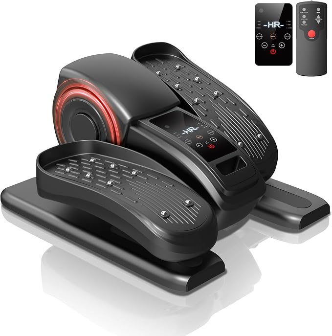 Under Desk Elliptical Machine Seated Pedal Exerciser | Quiet Leg Exerciser While Sitting, Mini Portable Leg Exercise Machine with Remote, Adjustable 12-Speeds, Manual & Auto Mode