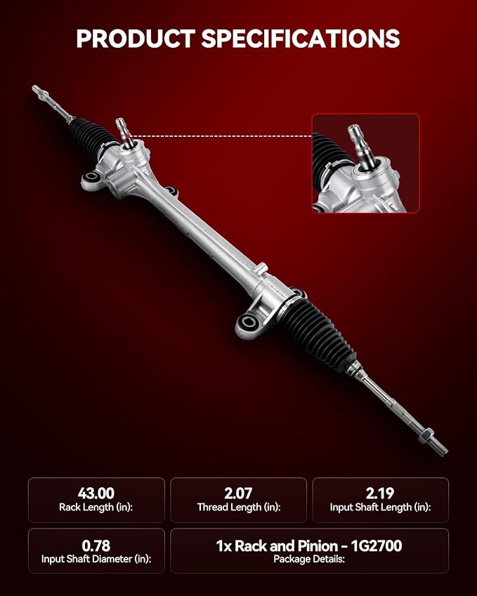 Torchbeam Power Steering Rack & Pinion Assembly Fit for 2009 2010 2011 2012 2013 Corolla(Japan Built), Hydraulic System Steering, Replaces OEM 24-2700
