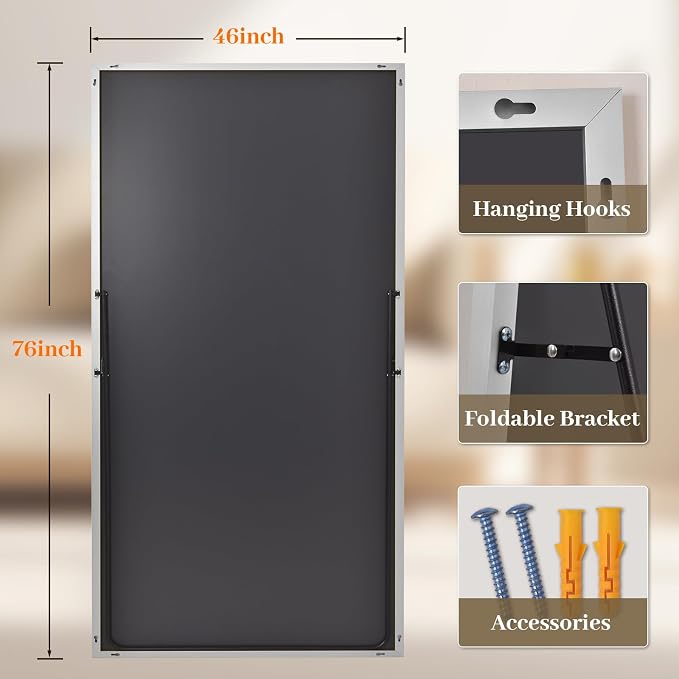 Easly Full Length Mirror with Stand 46"x76" Full Body Mirror Floor Mirror Standing Hanging or Leaning Wall, Wall Mirror with Stand Aluminum Alloy Frame for Living Room Bedroom Cloakroom,Silver