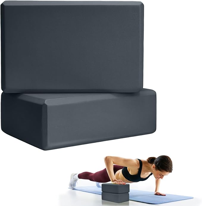 Septo 2 Pcs Yoga Blocks, 9x6x3 Inch Foam Blocks for Pilates | High density EVA foam Yoga Props lightweight non-slip surface for meditation stretching balance training