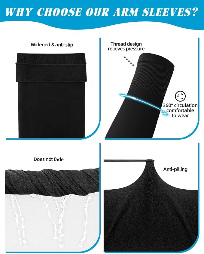 BHYTAKI Cooling Compression Arm Sleeves for Men Women,UPF50 UV Sun Protection Sleeves for Work Sport Tattoo Cover Up