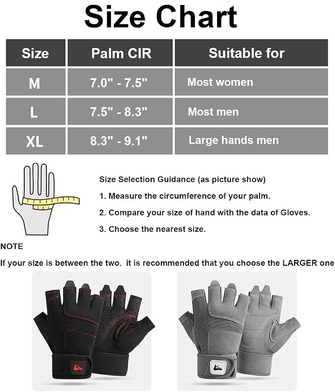 SUJAYU Workout Gloves for Men Women, Anti-Slip Fingerless Gloves for Weightlifting, Mens Workout Gloves Weight Lifting Gloves Gym Gloves for Men, Exercise Gloves Gym Accessories for Men