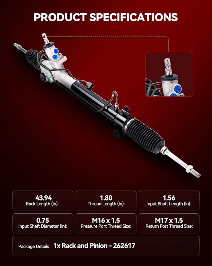 Torchbeam Hydraulic Power Steering Rack and Pinion Replacement for Lexus 2004-2006 RX330, 2007-2009 RX350, Toyota 2004-2005 Highlander All Models, 2006-2007 Highlander 2.4L 3.3L Replace# 262617