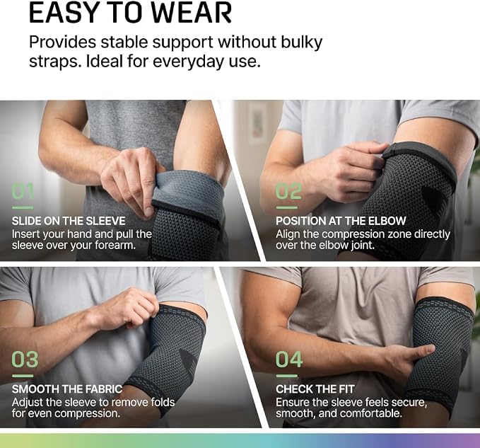 Modvel 2 Pack Elbow Brace for Tendonitis and Tennis Elbow Brace for Women and Men, Elbow Compression Sleeve for Pain Relief and Recovery – Elbow Sleeves Weightlifting Men, Sports & Workout, Arm Brace