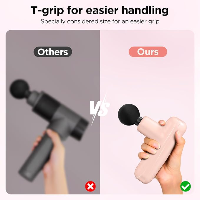 Mini Massage Gun, Powerful Handheld Muscle Massager for Muscle Relaxation, Deep Tissue Percussion Small Massage Gun Travel Massager with 4 Massage Heads Silent Brushless Motor, Pink