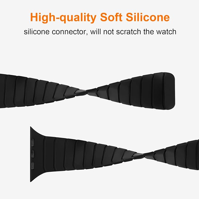 Tasikar Magnetic Bands Compatible with Apple Watch 49mm 46mm 45mm 44mm 42mm Soft Silicone Replacement Loop Wristband for iWatch Ultra 3 2 1 SE Series 11 10 9 8 7 6 5 4 3, Black