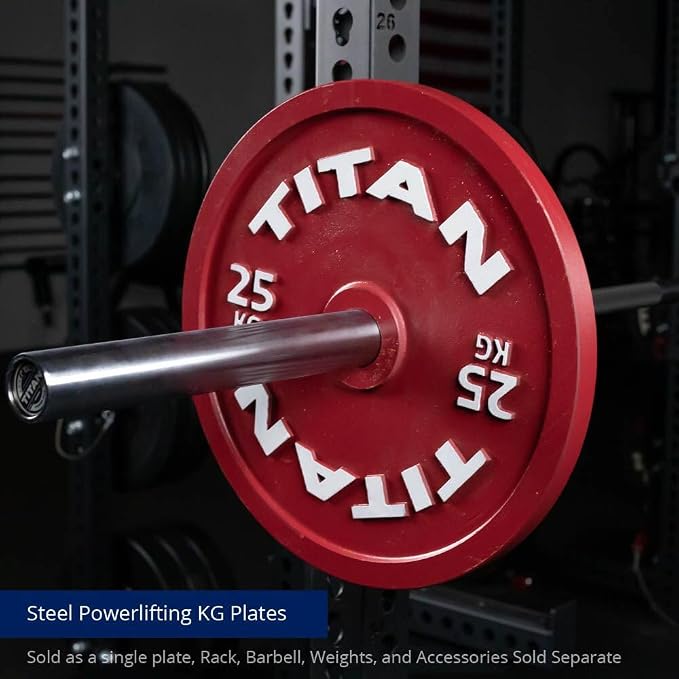 Titan Fitness Olympic Calibrated Steel Powerlifting Plates, Machine Precision Steel Discs