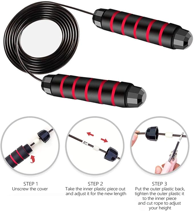 Redify Adjustable Jump Rope,Jump Ropes for Fitness for Men Women | ﻿Workout and Exercise,Cardio,Boxing,Weight Loss,Speed Rope,Slim Body at Home School Gym,Suitable for All Ages