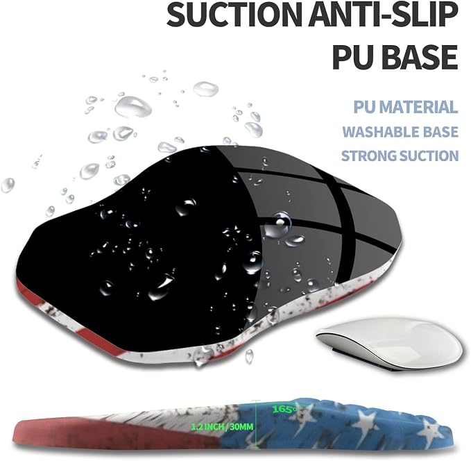 Ergonomic Raised Mouse Pad Wrist Support with Bilateral Slope Memory Foam Mousepad for Wrist Rest and Carpal Tunnel Pain Relief 11.8x7.9〃National Flag
