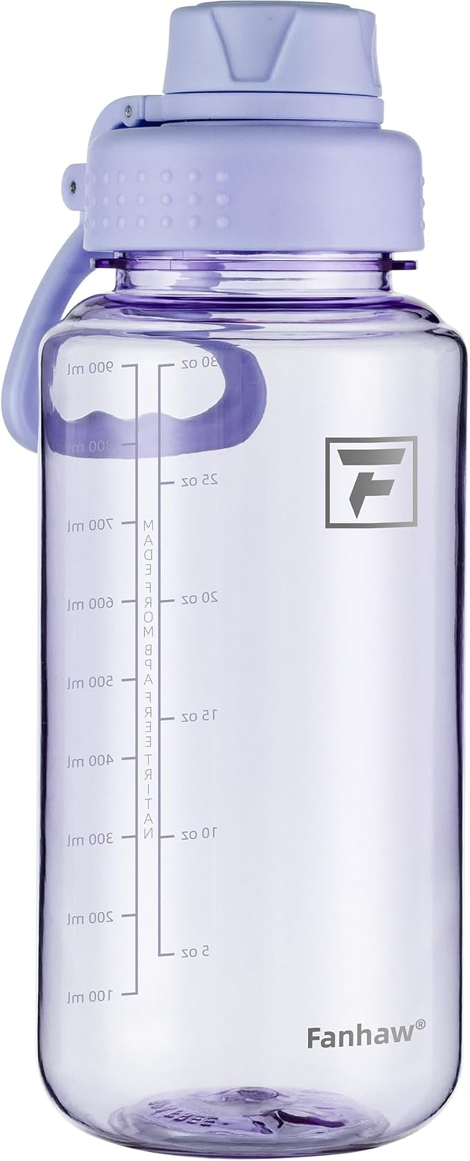 Fanhaw 32 oz Clear BPA-Free Tritan Water Bottle with Fast-Flow Spout Lid, BPA-Free & Leak-Proof Wide-Mouth Reusable Bottle for Gym, School & Office, Back to School Essentials (Amethyst)