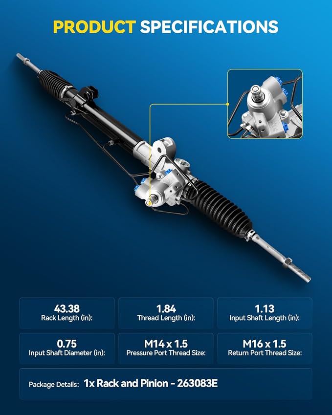 PHILTOP Power Steering Rack and Pinion Compatible with 2009 2010 2011 2012 2013 2014 Nissan Maxima without Electronic Variable Orifice (EVO) Component, Hydraulic Rack and Pinion Replace 26-3083