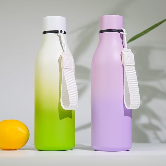 BJPKPK 25oz Insulated Water Bottle, Stainless Steel Bottle with Carry Strap | Keep Cold & Hot Vacuum Insulation, Leak-Proof BPA-Free Design, Slim Bottle Fits Most Cup Holders for Gym, Office & Travel