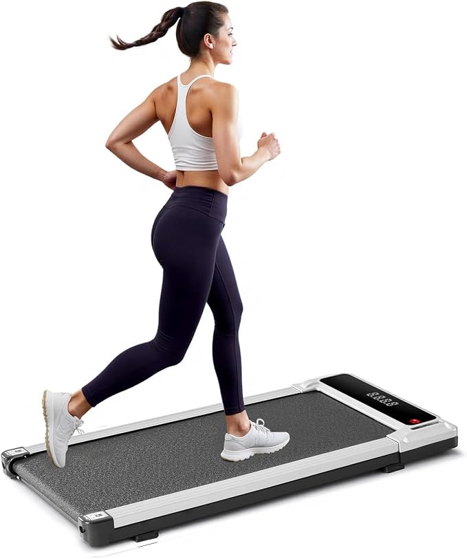 Walking Pad Under Desk Treadmill, Portable Compact Electric Walking Treadmill, Quiet Fitness Machine with Remote Control & LED Display for Home Office
