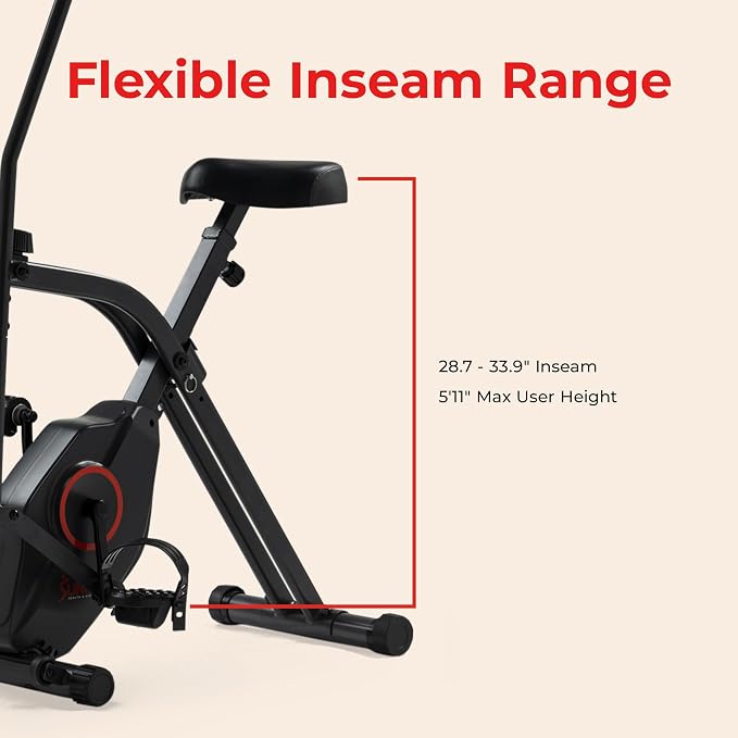 Sunny Health & Fitness Smart Foldable Magnetic X-Bike, Low-Impact Workouts