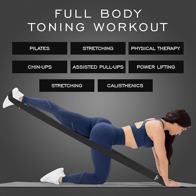 Premium 76" Extra Long Resistance Band for Working Out, 3" Wide Non-Slip Fabric Exercise Band for Stretching, Yoga, Strength Training & Physical Therapy