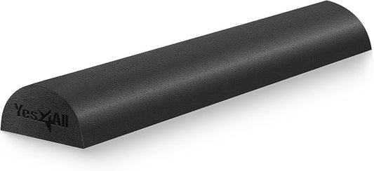 Yes4All Medium Firm PE Half Foam Rollers for Post-Workout Relaxation, 12/18/24/36 inch Foam Roll for Back Massage & Yoga Exercise - Black 24in