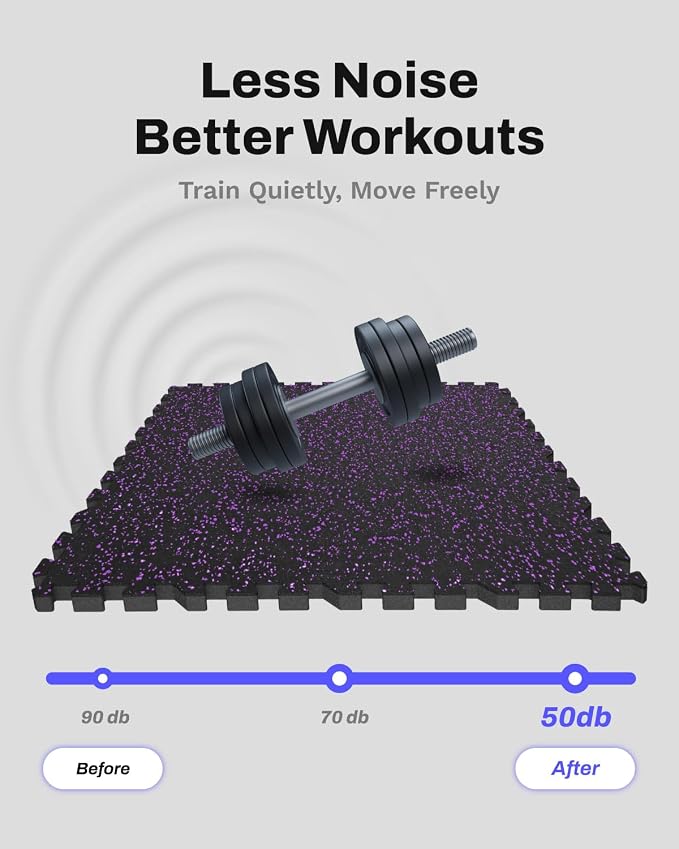 AIRHOP 0.79'' Extra-Thick 72 Sq Ft Rubber Top Gym Flooring for Home Gym | 18 Tiles, High Density EVA Foam, Waterproof & Non-Slip Rubber, Interlocking Puzzle Mats, Heavy Duty Floor Protection, 24"x24"