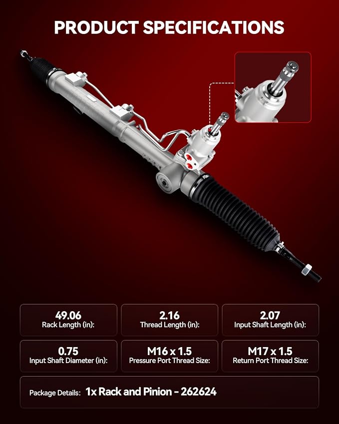 Torchbeam Hydraulic Power Steering Rack and Pinion Replacement for Toyota 2003-2009 4Runner, Lexus 2003-2009 GX470 Replace# 262624