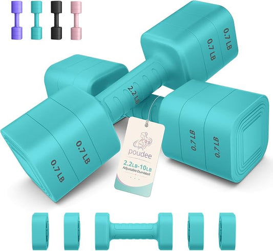 Adjustable Dumbbell Set of 2, 2.2-20LB Adjustable Weight Set, 3 in 1 Free Weights Dumbbells Set for women men at home, 2.2lb, 3.6lb, 5lb,10lb, 20lb, for Home, Office, Gym Exercise Training, Anti-slip Handle